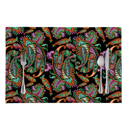 Green Orange And Pink Paisley Print Placemat