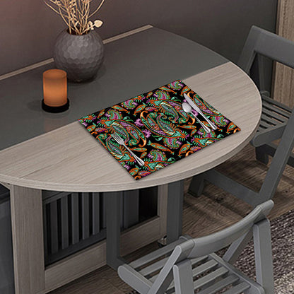 Green Orange And Pink Paisley Print Placemat