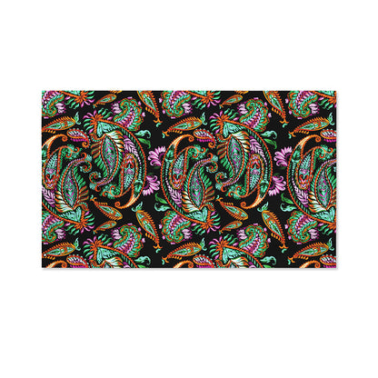 Green Orange And Pink Paisley Print Polyester Flag