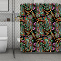 Green Orange And Pink Paisley Print Polyester Shower Curtain