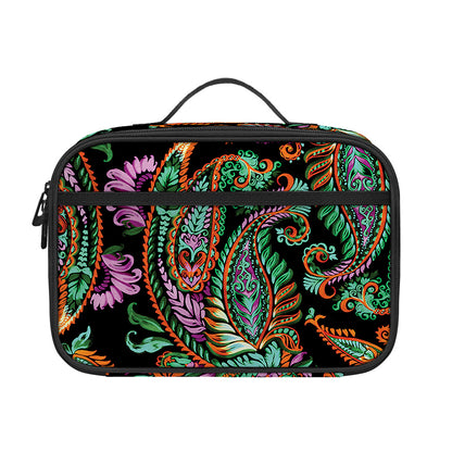 Green Orange And Pink Paisley Print Portable Lunch Bag