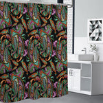 Green Orange And Pink Paisley Print Premium Shower Curtain