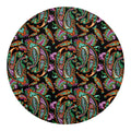 Green Orange And Pink Paisley Print Round Blanket