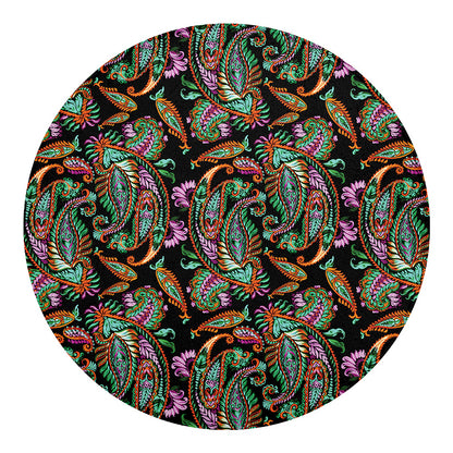 Green Orange And Pink Paisley Print Round Blanket