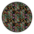 Green Orange And Pink Paisley Print Round Floor Mat