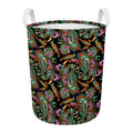 Green Orange And Pink Paisley Print Round Laundry Basket