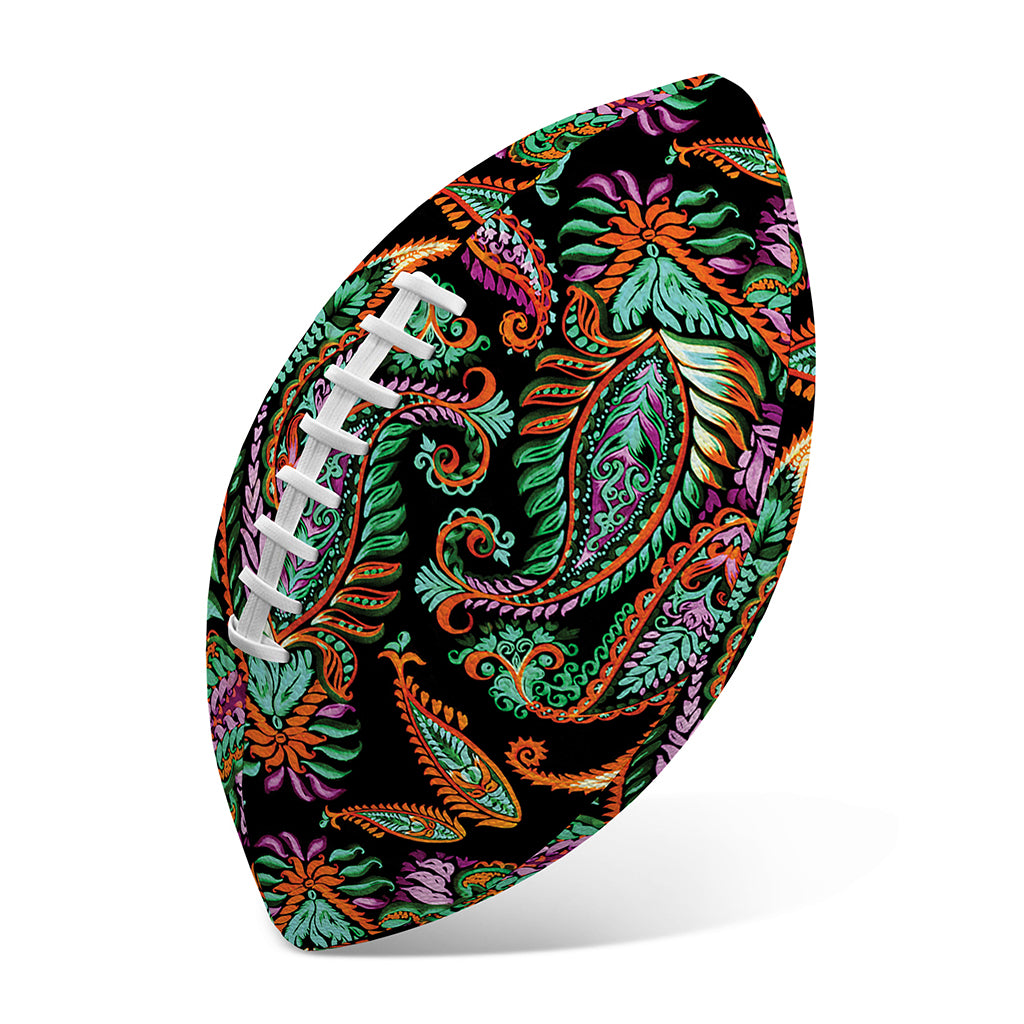 Green Orange And Pink Paisley Print Rugby Ball