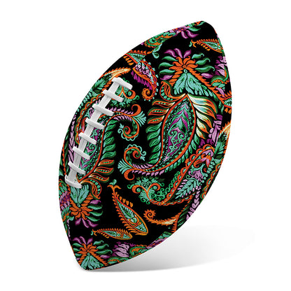 Green Orange And Pink Paisley Print Rugby Ball