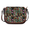 Green Orange And Pink Paisley Print Saddle Bag