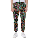 Green Orange And Pink Paisley Print Scuba Joggers