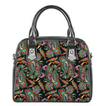 Green Orange And Pink Paisley Print Shoulder Handbag