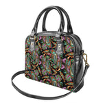 Green Orange And Pink Paisley Print Shoulder Handbag