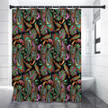 Green Orange And Pink Paisley Print Shower Curtain