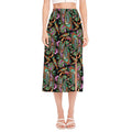 Green Orange And Pink Paisley Print Side Slit Midi Skirt