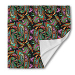 Green Orange And Pink Paisley Print Silk Bandana