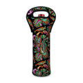 Green Orange And Pink Paisley Print Single Neoprene Wine Tote