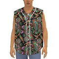 Green Orange And Pink Paisley Print Sleeveless Baseball Jersey