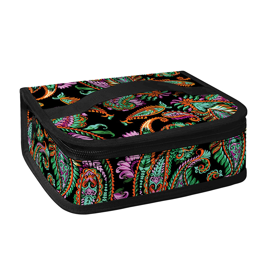 Green Orange And Pink Paisley Print Small Lunch Bag