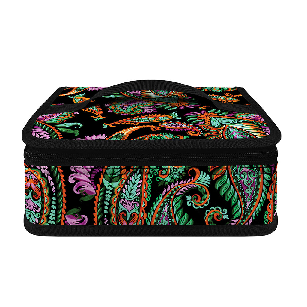 Green Orange And Pink Paisley Print Small Lunch Bag