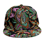 Green Orange And Pink Paisley Print Snapback Cap