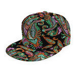 Green Orange And Pink Paisley Print Snapback Cap