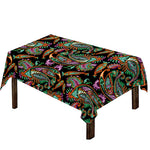 Green Orange And Pink Paisley Print Tablecloth