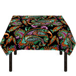 Green Orange And Pink Paisley Print Tablecloth