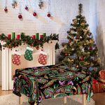 Green Orange And Pink Paisley Print Tablecloth