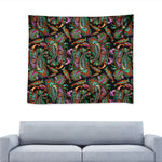 Green Orange And Pink Paisley Print Tapestry