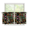 Green Orange And Pink Paisley Print Tier Curtains