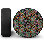 Green Orange And Pink Paisley Print Tire Cover With Camera Hole