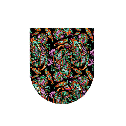 Green Orange And Pink Paisley Print Toilet Lid Cover