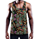 Green Orange And Pink Paisley Print Training Tank Top