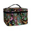 Green Orange And Pink Paisley Print Travel Makeup Bag