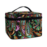 Green Orange And Pink Paisley Print Travel Makeup Bag