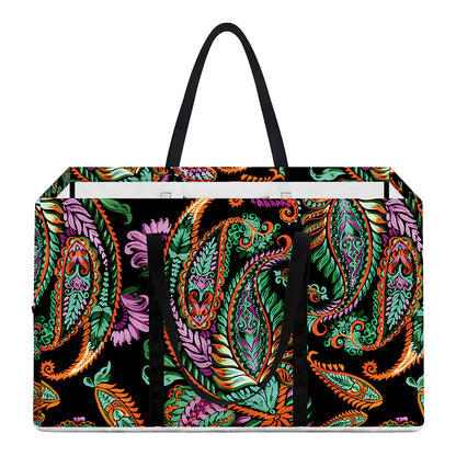 Green Orange And Pink Paisley Print Utility Tote Bag