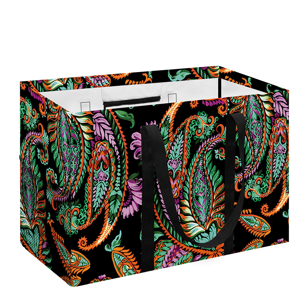 Green Orange And Pink Paisley Print Utility Tote Bag