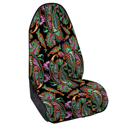 Green Orange And Pink Paisley Print Waterproof Car Seat Cover