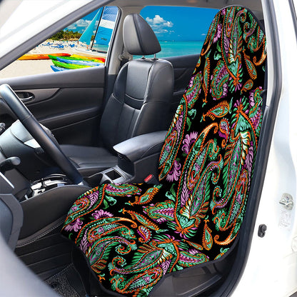 Green Orange And Pink Paisley Print Waterproof Car Seat Cover