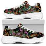 Green Orange And Pink Paisley Print White Chunky Shoes