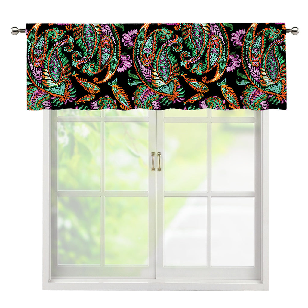 Green Orange And Pink Paisley Print Window Valance