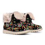 Green Orange And Pink Paisley Print Winter Boots