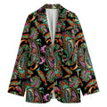 Green Orange And Pink Paisley Print Women's Blazer