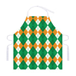 Green Orange And White Argyle Print Adjustable Apron