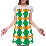 Green Orange And White Argyle Print Adjustable Apron