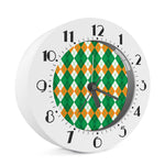 Green Orange And White Argyle Print Alarm Clock