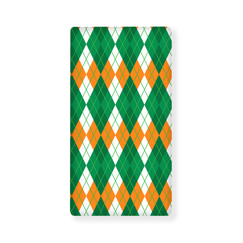 Green Orange And White Argyle Print Baby Crib Sheet