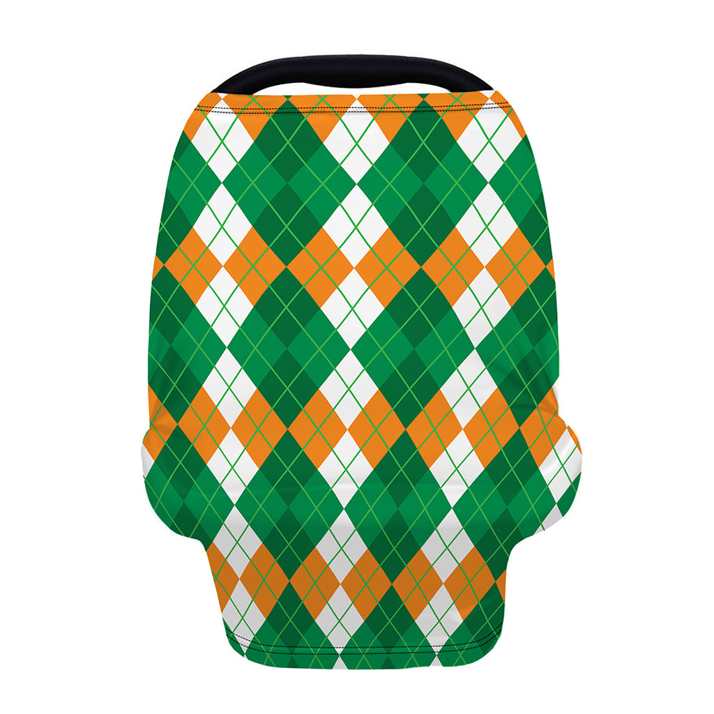 Green Orange And White Argyle Print Baby Seat Cover