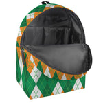 Green Orange And White Argyle Print Backpack