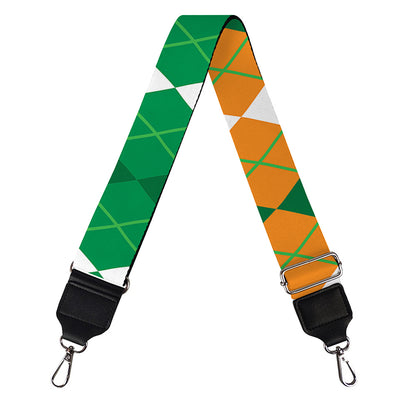 Green Orange And White Argyle Print Bag Strap